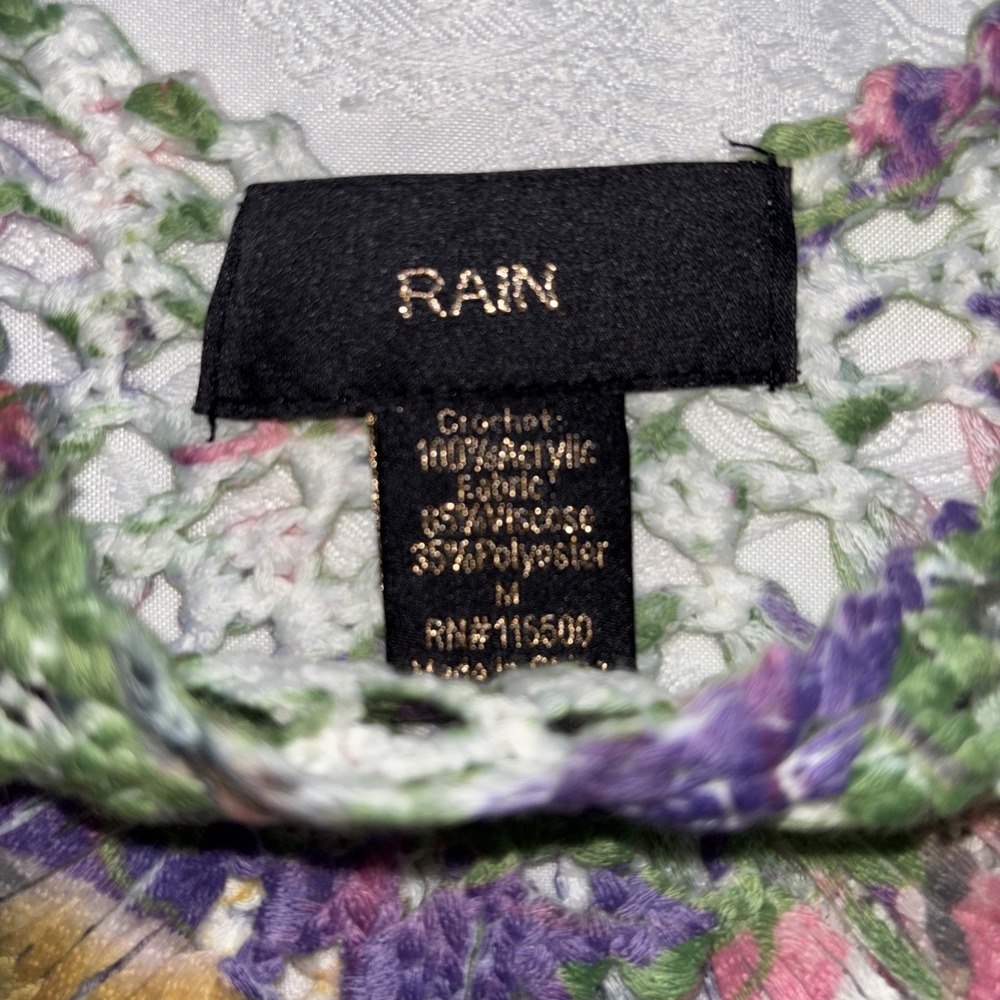 RAIN Crochet Multi-colored Tunic Top Size Medium Bohemian, Comfortable - Picture 4 of 6